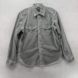 GAP Men's Gray Corduroy Button Up Shirt Jacket Long Sleeve Size Medium Shacket